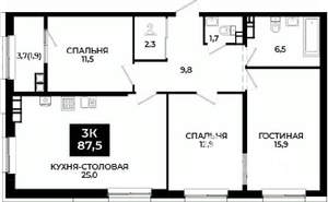 2-к квартира, вторичка, 88м2, 19/24 этаж