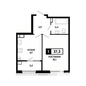 1-к квартира, вторичка, 37м2, 11/18 этаж