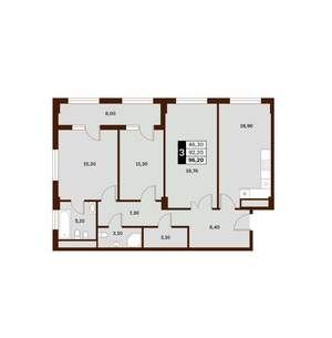 3-к квартира, вторичка, 96м2, 11/14 этаж