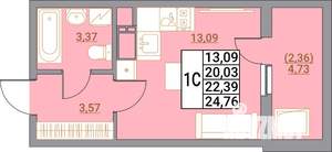 Студия квартира, вторичка, 25м2, 10/21 этаж