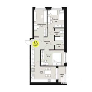 3-к квартира, строящийся дом, 93м2, 4/12 этаж