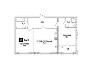 1-к квартира, вторичка, 67м2, 2/16 этаж