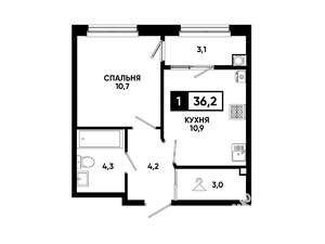 1-к квартира, вторичка, 36м2, 2/8 этаж