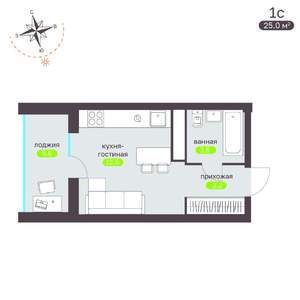 Студия квартира, вторичка, 25м2, 2/19 этаж