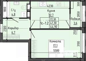 1-к квартира, вторичка, 45м2, 2/25 этаж