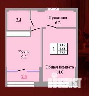 1-к квартира, вторичка, 36м2, 4/9 этаж