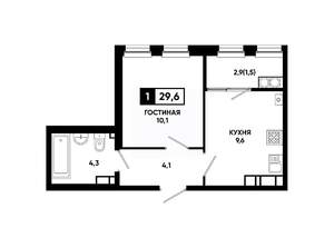 1-к квартира, вторичка, 30м2, 13/24 этаж