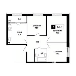 3-к квартира, вторичка, 67м2, 2/18 этаж