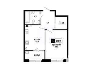 1-к квартира, вторичка, 39м2, 9/24 этаж
