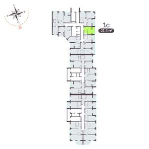 Студия квартира, вторичка, 21м2, 13/19 этаж