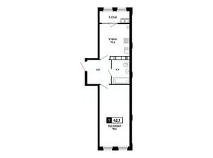 1-к квартира, вторичка, 42м2, 17/24 этаж