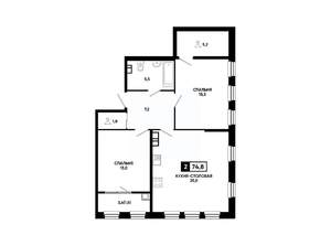 1-к квартира, вторичка, 75м2, 8/14 этаж