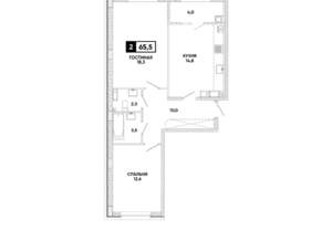 2-к квартира, вторичка, 66м2, 12/12 этаж