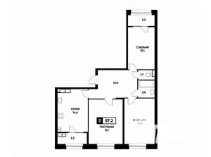 3-к квартира, вторичка, 87м2, 19/20 этаж