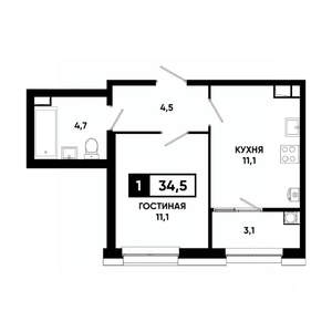 1-к квартира, вторичка, 35м2, 7/20 этаж