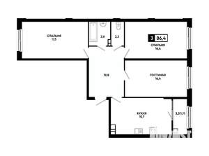3-к квартира, вторичка, 86м2, 10/14 этаж