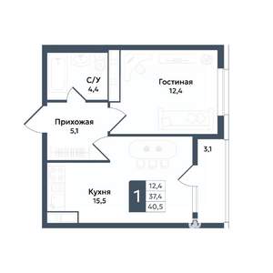1-к квартира, вторичка, 41м2, 12/20 этаж