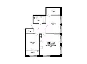 1-к квартира, вторичка, 75м2, 4/14 этаж