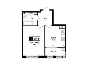 1-к квартира, вторичка, 36м2, 9/24 этаж