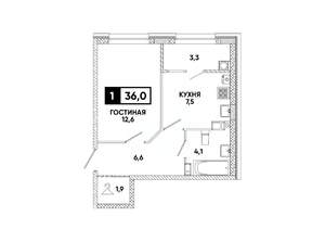 1-к квартира, вторичка, 36м2, 5/8 этаж