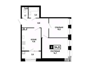 2-к квартира, вторичка, 54м2, 10/24 этаж