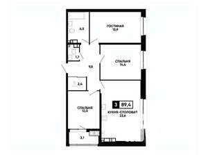 2-к квартира, вторичка, 89м2, 16/16 этаж