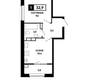 1-к квартира, вторичка, 33м2, 12/19 этаж