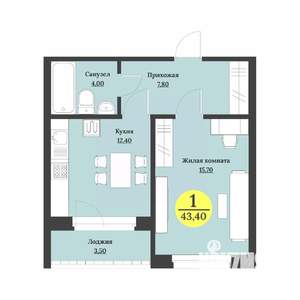 1-к квартира, вторичка, 45м2, 1/12 этаж