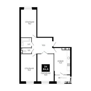 3-к квартира, вторичка, 85м2, 16/24 этаж