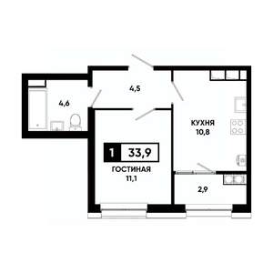 1-к квартира, вторичка, 34м2, 16/20 этаж