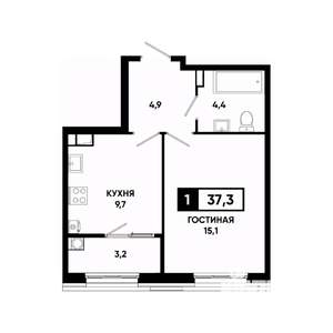 1-к квартира, вторичка, 37м2, 4/18 этаж