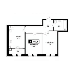 2-к квартира, вторичка, 61м2, 10/16 этаж