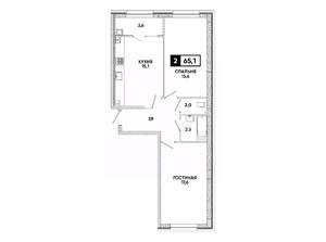 2-к квартира, вторичка, 65м2, 2/16 этаж