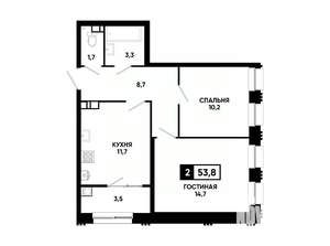 2-к квартира, вторичка, 54м2, 3/24 этаж