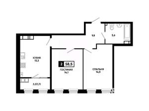 2-к квартира, вторичка, 59м2, 17/24 этаж