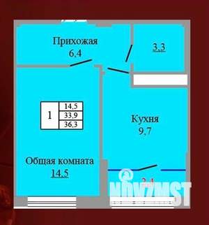 1-к квартира, вторичка, 36м2, 6/9 этаж