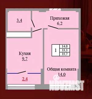 1-к квартира, вторичка, 36м2, 7/9 этаж