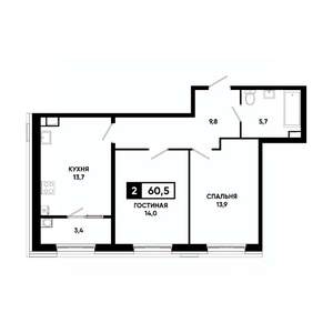 2-к квартира, вторичка, 61м2, 4/18 этаж