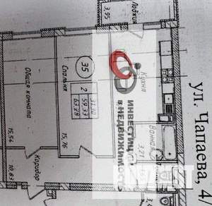 2-к квартира, вторичка, 65м2, 5/9 этаж