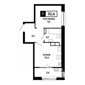 1-к квартира, вторичка, 33м2, 13/19 этаж