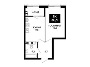 1-к квартира, вторичка, 37м2, 5/24 этаж