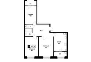 3-к квартира, вторичка, 88м2, 10/22 этаж