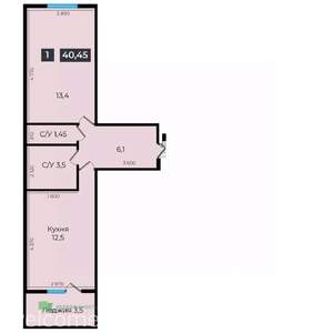 1-к квартира, вторичка, 41м2, 3/17 этаж