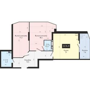 1-к квартира, вторичка, 42м2, 6/9 этаж