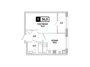 1-к квартира, вторичка, 36м2, 2/16 этаж