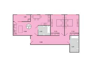 2-к квартира, вторичка, 68м2, 1/4 этаж