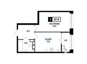 1-к квартира, вторичка, 38м2, 22/24 этаж