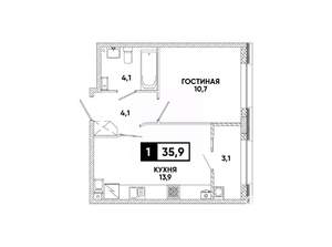 1-к квартира, вторичка, 36м2, 11/16 этаж