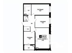 2-к квартира, вторичка, 90м2, 9/16 этаж