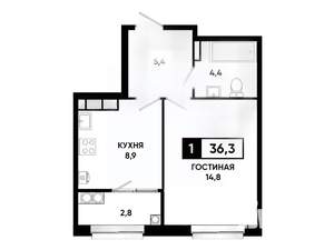 1-к квартира, вторичка, 36м2, 19/19 этаж